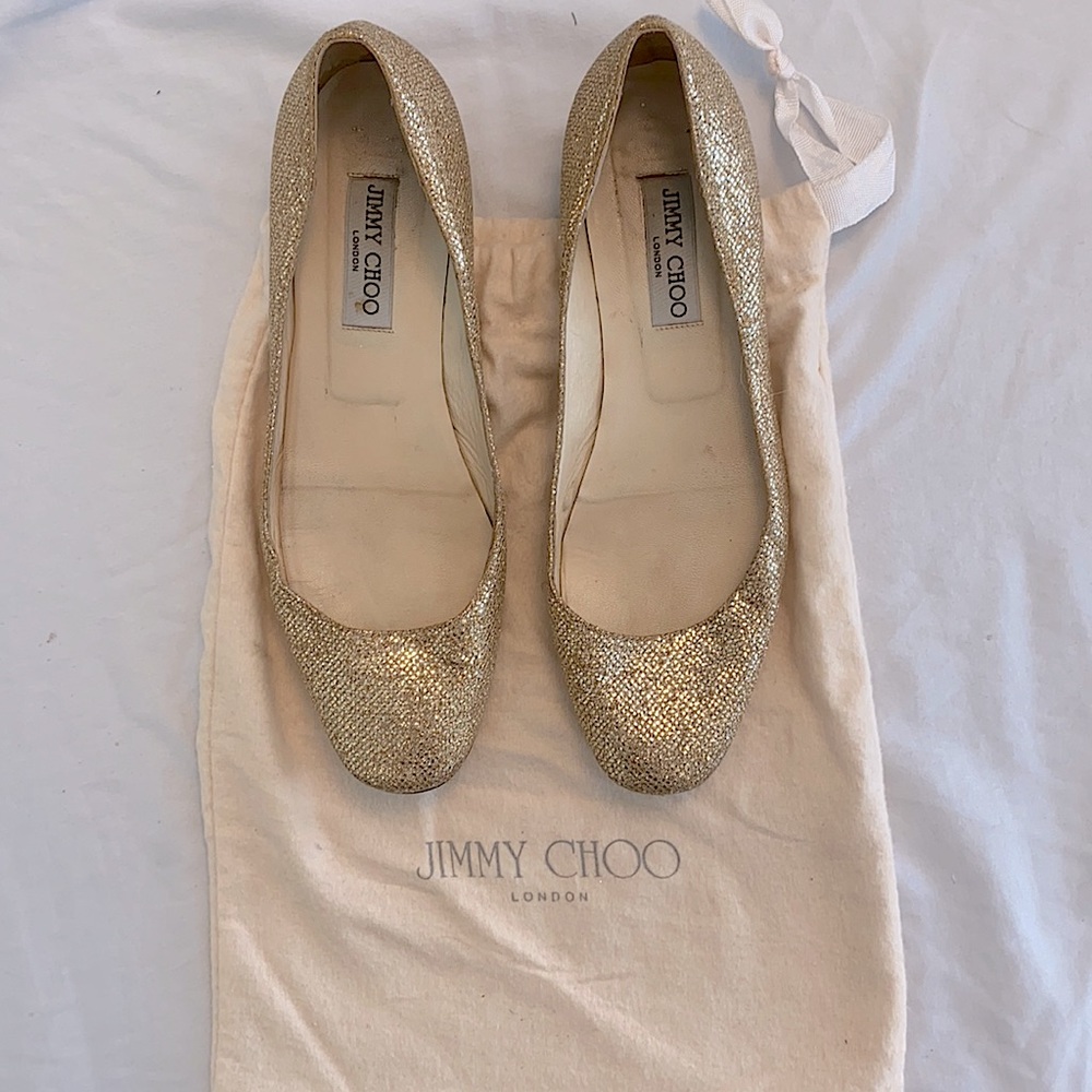 Jimmy Choo Gold Flats Size 39 Pre-Owned